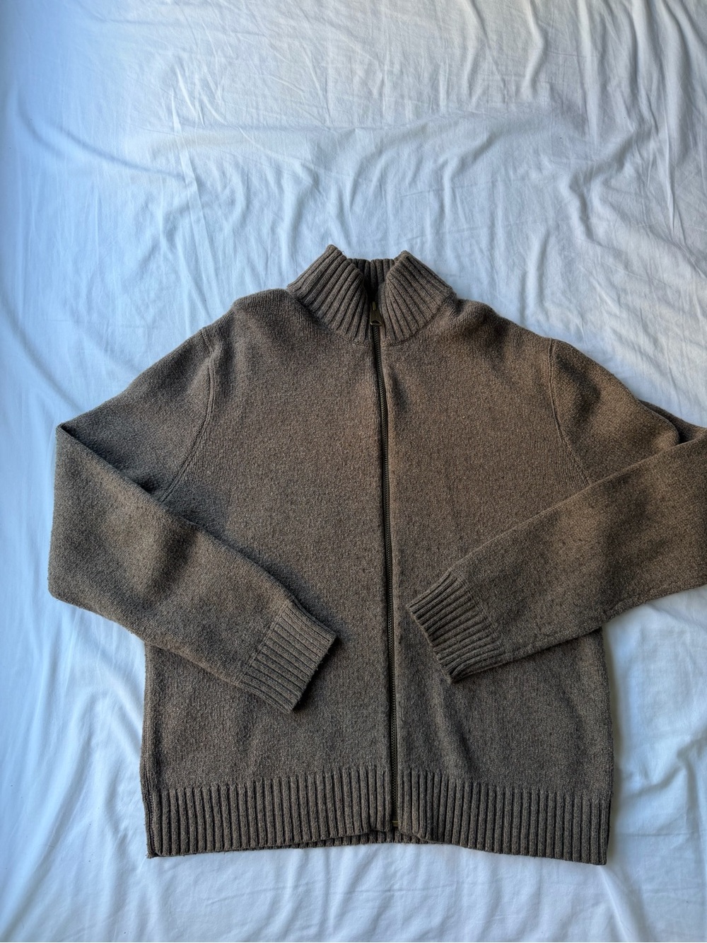 Source Unknown Men's Brown Zip-Up Knit Cardigan